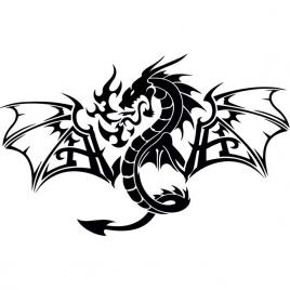 Sticker auto - dragon - negru - 40x25 cm