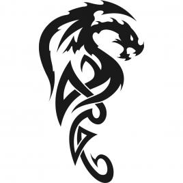 Sticker auto - dragon tribal - negru - 23x40 cm