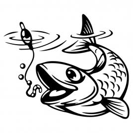 Sticker auto, autocolant oracal, culoare neagra, model fish