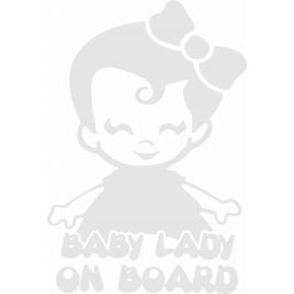 Sticker auto baby lady on board, 21x14cm, alb