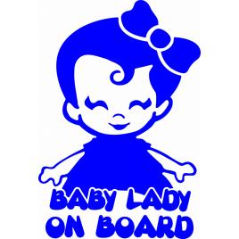 Sticker auto baby lady on board, 21x14cm, albastru