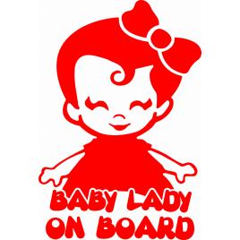 Sticker auto baby lady on board, 21x14cm, rosu