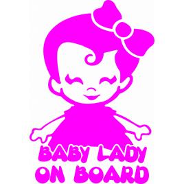 Sticker auto baby lady on board, 21x14cm, roz