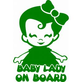 Sticker auto baby lady on board, 21x14cm, verde