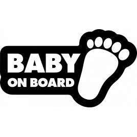 Sticker auto baby on board, talpa bebelus, 23x13cm, negru