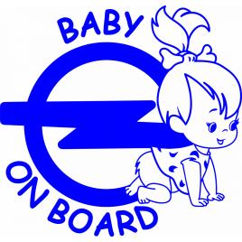 Sticker auto baby on board opel fetita, 17x15cm, albastru