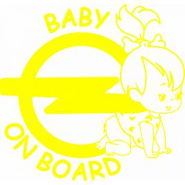 Sticker auto baby on board opel fetita, 17x15cm, galben