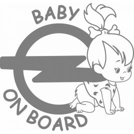 Sticker auto baby on board opel fetita, 17x15cm, gri
