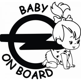 Sticker auto baby on board opel fetita, 17x15cm, negru