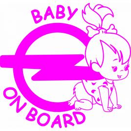 Sticker auto baby on board opel fetita, 17x15cm, roz