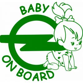 Sticker auto baby on board opel fetita, 17x15cm, verde