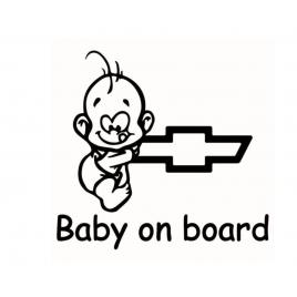 Sticker decorativ auto, logo chevrolet, baby on board 15x12 cm, creative rey®