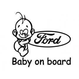 Sticker decorativ auto, logo ford, baby on board 15x12 cm, creative rey®