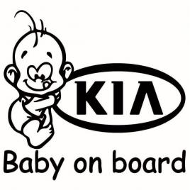 Sticker decorativ auto, logo kia, baby on board 15x12 cm, creative rey®