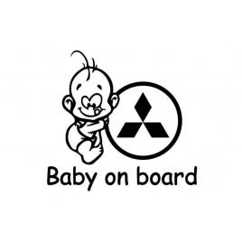 Sticker decorativ auto, logo mitsubishi, baby on board 15x12 cm, creative rey®