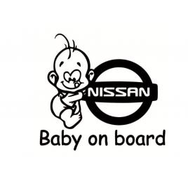 Sticker decorativ auto, logo nissan, baby on board 15x12 cm, creative rey®