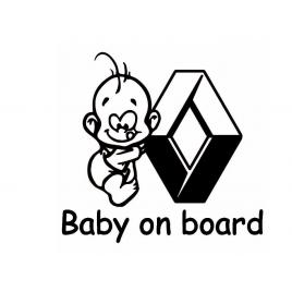 Sticker decorativ auto, logo renault, baby on board 15x12 cm, creative rey®