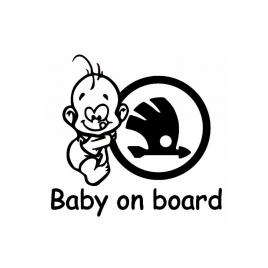Sticker decorativ auto, logo skoda, baby on board 15x12 cm, creative rey®