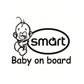 Sticker decorativ auto, logo smart, baby on board 15x12 cm, creative rey®