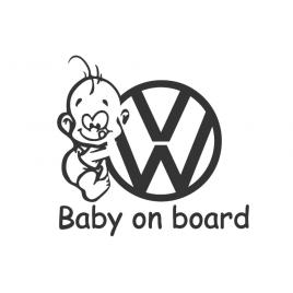 Sticker decorativ auto, logo volskwagen, baby on board 15x12 cm, creative rey®