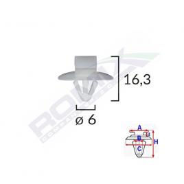Clips fixare elemente exterioare pentru iveco/opel/renault 6x16.3 - gri set 10