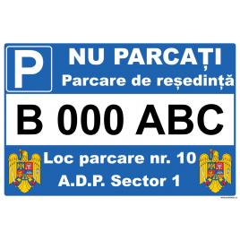 Indicator parcare, parcare de resedinta cu numar de inmatriculare, 30x40 cm,