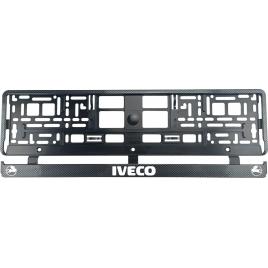Set 2 bucati, suport numar inmatriculare carbon, iveco