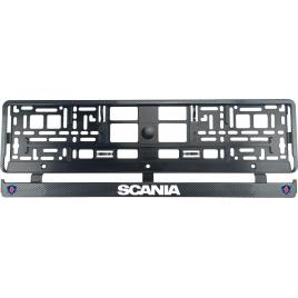 Set 2 bucati, suport numar inmatriculare carbon, scania
