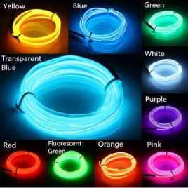 Fir cu neon 2 metri 5v albastru deschis cu usb