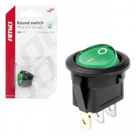 Întrerupător rotund cu lumină verde 12/24v 20a on/off