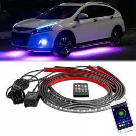 Kit iluminare sub masina, led rgb, multicolor, bluetooth si control din