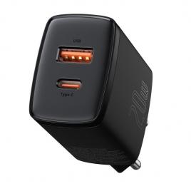 Priză de alimentare, baseus compact quick charger, usb, usb-c, 20w negru