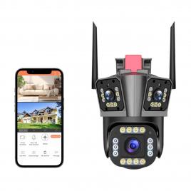 Camera de supraveghere tripla, 12mp, 6k, wifi, zoom x10