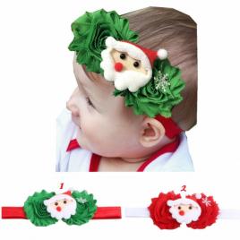 Bentita pentru fetite cu floricele si mos craciun (marime disponibila: 0-12