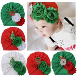 Caciulita tip turban cu floricele si personaje de craciun (marime disponibila: