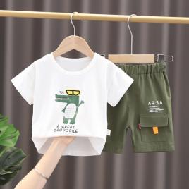 Costum cu tricou alb - croco (marime disponibila: 6-9 luni (marimea 19