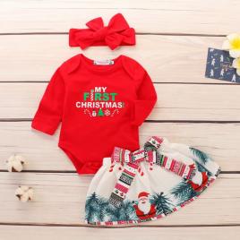 Costumas din 3 piese cu fustita pentru fetite (marime disponibila: 12-18 luni