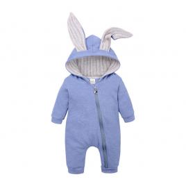 Salopeta bleu pentru bebelusi - iepurila (marime disponibila: 12-18 luni