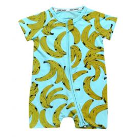 Salopeta turcoaz pentru bebelusi - banane verzi (marime disponibila: 18-24 luni)
