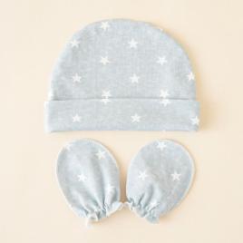 Set bleu cu manusi si caciulita (marime disponibila: 3-6 luni (marimea 18