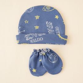 Set cu manusi si caciulita - space (marime disponibila: 3-6 luni (marimea 18
