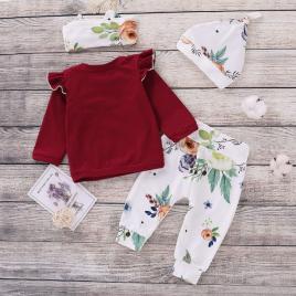 Compleu cu bluzita visinie pentru fetite (marime disponibila: 6-9 luni (marimea