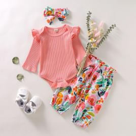 Compleu pentru fetite cu body roz (marime disponibila: 12-18 luni (marimea 21