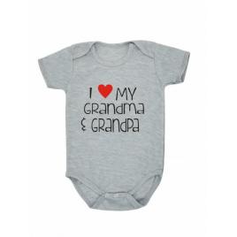 Body gri pentru bebelusi - i love (marime disponibila: 3-6 luni (marimea 18