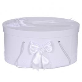 Cutie trusou botez dantela alba, diafana si fundite asortate, denikos® 817