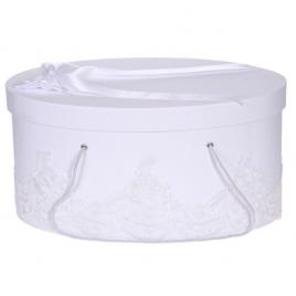 Cutie trusou botez dantela alba, eleganta si o fundita asortata, denikos® 818