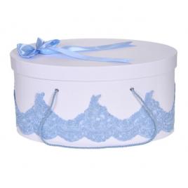 Cutie trusou botez dantela bleu eleganta si o fundita asortata, denikos® 824