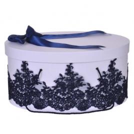 Cutie trusou botez dantela bleumarin eleganta si o fundita asortata, denikos®