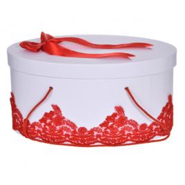 Cutie trusou botez dantela rosie, eleganta si o fundita asortata, denikos® 822