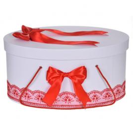 Cutie trusou botez dantela rosie si fundite asortate, denikos® 816